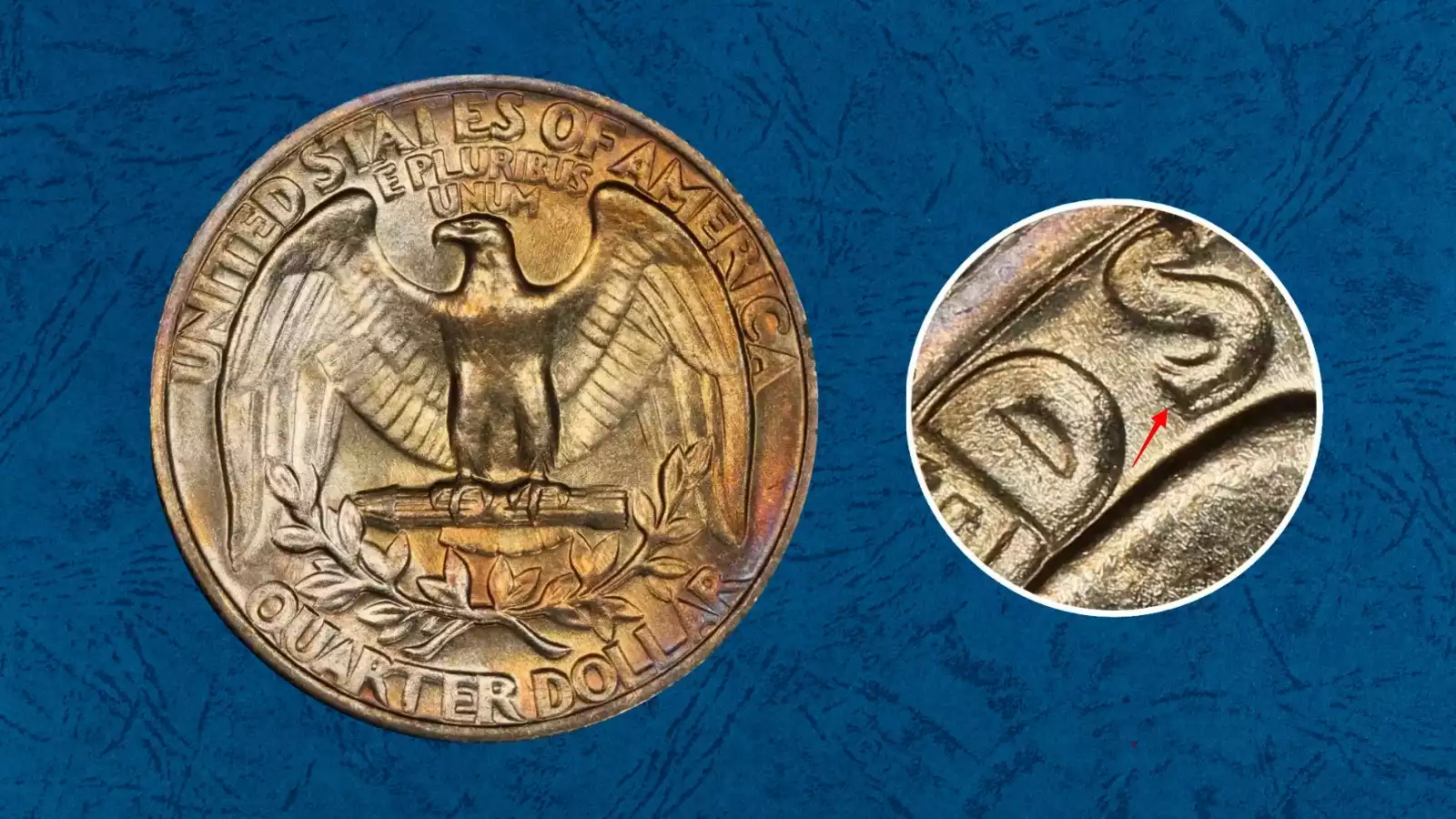 1971 Washington quarter broadstrike error showing wider diameter, smooth non-reeded edge, and design elements spread toward rim